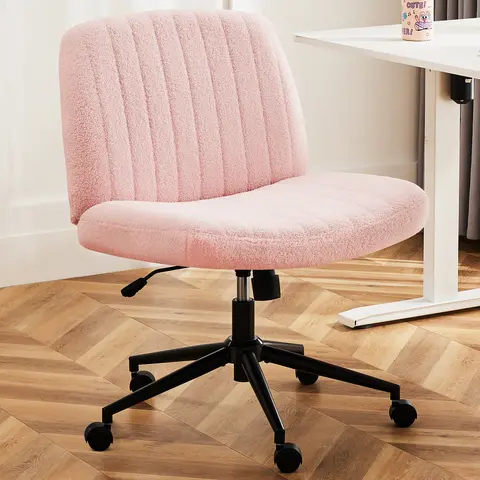 Criss Cross Chair - Armless Desk Chair No Wheels Cross Legged Office Chair Wide Swivel Home Office Desk Chairs,Christmas Present Gift Enhanced Seat Cushion