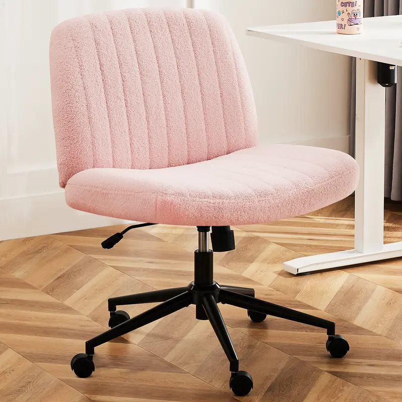 【Valentine's Day Gifts】Sweet Furniture Criss Cross Chair - Armless Desk Chair No Wheels Cross Legged Office Chair Wide Swivel Home Office Desk Chairs,Christmas Present Gift Enhanced Seat Cushion