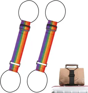 2pack Multi Use Strong Adjustable Luggage Connector Straps For Suitcases Rainbow Travel Straps Secure Organize Anti Theft Straps