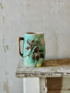 Patina Vie Vintage Majolica Floral Pitcher