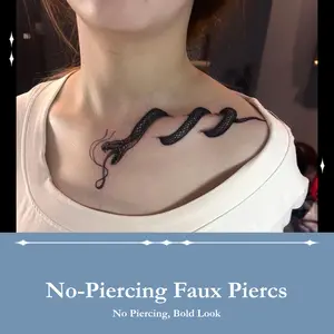 Coiling Collarbone Chain Tattoo - Elegant Snake Wrap Temporary Body Jewelry, Waterproof & Smudge-Proof for Women, Sexy & Edgy Statement Piece