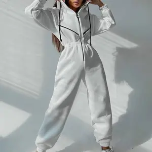Winter One Piece Jumpsuit | Women's Hoodie Zipper Drawstring Warm Outfit for Snow