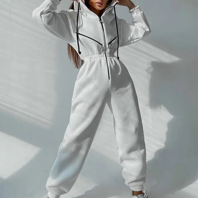 Winter One Piece Jumpsuit | Women's Hoodie Zipper Drawstring Warm Outfit for Snow