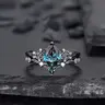 BeiVer Women's Sapphire Blue Handcrafted Lightweight Stacked Floral Finger Jewelry Set - Silver Style All-Silver Rings, Dainty, Romantic Daily Wear Costume Jewelry Layered Band, Stylish Rings