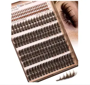 Brown Manga Lash Clusters With Spikes Wispy Cluster Eyelashes Extensions Fluffy Volume Anime Eyelash Clusters with Bottom Cluster Lashes Fairy Individual Lash Extension (D Curve 12-18mm 213 pieces)