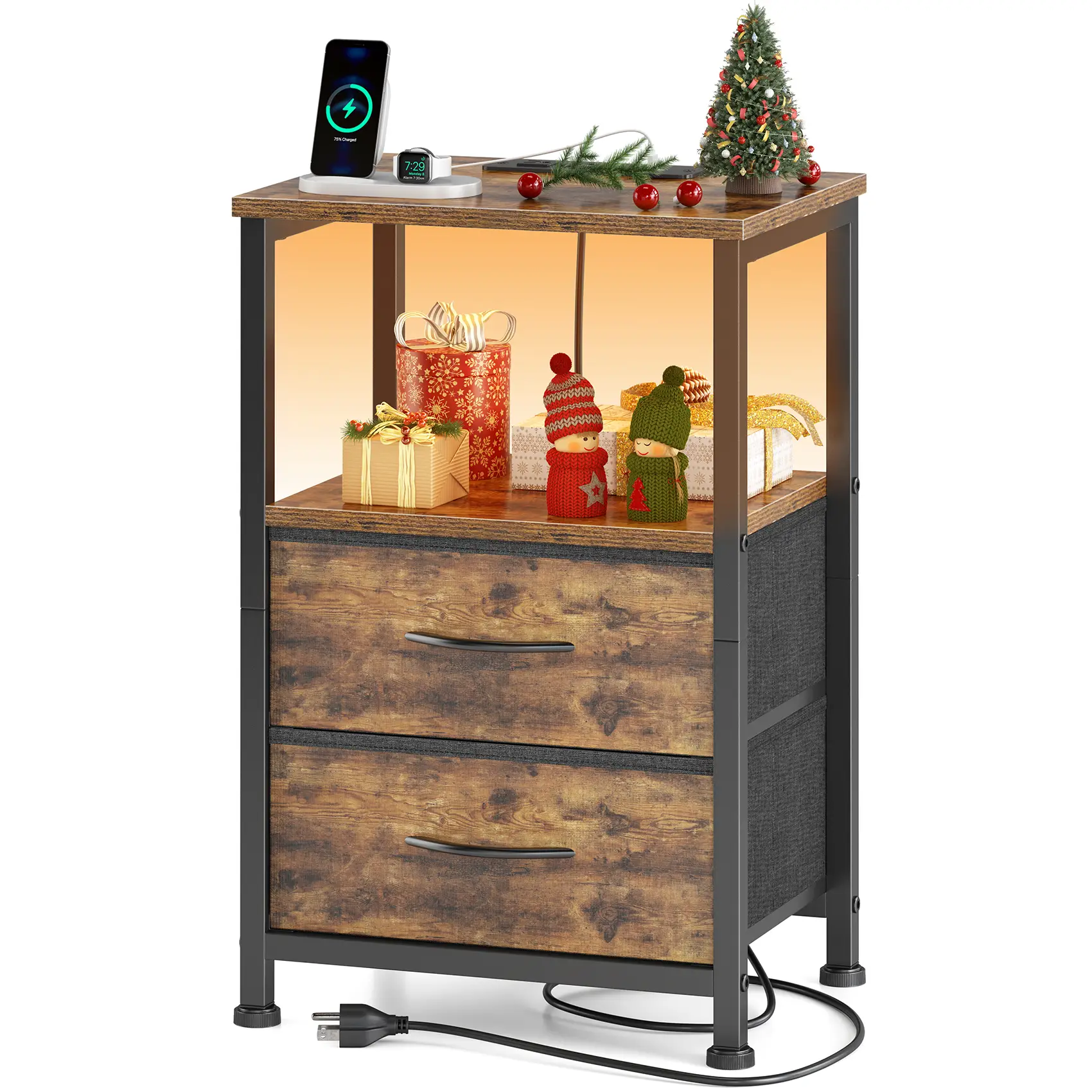 【Gift-Only Same Color】Note:Will Send the Same Color as You Purchased Simple Bedroom Nightstand American Multifunctional Drawer Storage Shelf Organize