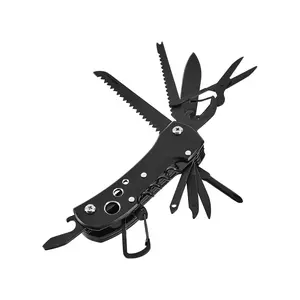 Basics 15-in-1 Stainless Steel Multitool Pocket Knife with Sheath, Black