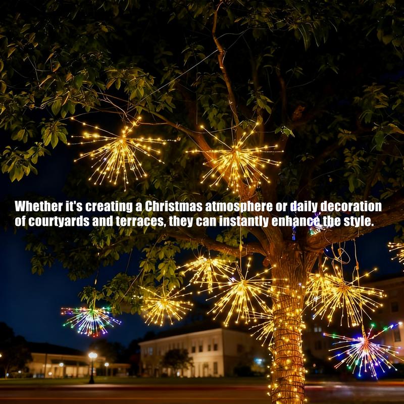 10PACK Christmas lights, fireworks lights, 360 LED pendant lights, indoor hanging Christmas decorations, USB power supply Ornaments 10Pc Set Magical Faux Pampas Grass Tree Topper