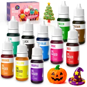 Gel Food Coloring 10 Set Oil Based Food Coloring Christmas Birthday for Chocolate Candy Melts,Edible Food Dye for Cake Decorating Cookies Icing Fondant Meringues 35 Fl. Oz Bottles Baking Nata