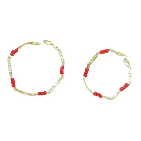 14K Real Gold Plated Parent-Child Matching Bracelets - Hypoallergenic, Durable, Eco-Friendly Copper Base Family Bonding Accessory for Mom, Kid, Holidays, Birthday