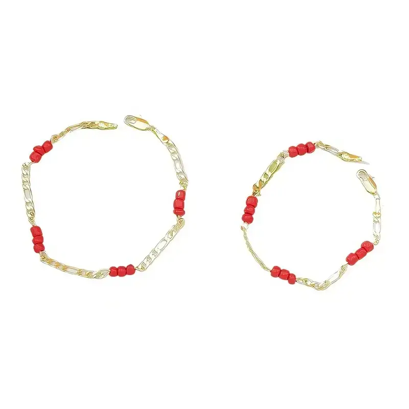 14K Real Gold Plated Parent-Child Matching Bracelets - Hypoallergenic, Durable, Eco-Friendly Copper Base Family Bonding Accessory for Mom, Kid, Holidays, Birthday