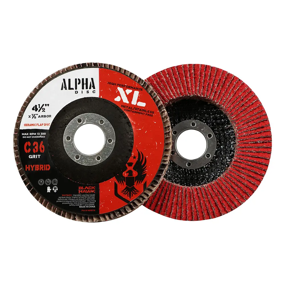 4-1/2" x 7/8" Black Hawk Alpha Disc XL Ceramic Flap Disc - 5 Pack