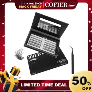 【Hot Style】Cofier No Glue Lash Kit Jelly-Coated Base Self Adhesive Individual Eyelashes Easy Makeup Application with Tweezers 80/100/160 Pcs for Salon-Like Results - Cosmetic