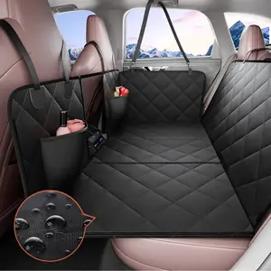 VEVOR Back Seat Extender for Dogs, Dog Hammock for Car Back seat, Dog Car Seat Cover with Hard Bottom Dog Car Seat Bed 53x24.8, Supports 350lb with Mesh Window and Storage Pocket for Car, SUV, Truck