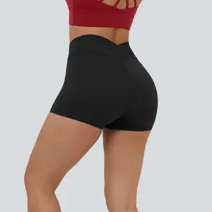 Halara Softlyzero High Waisted Crossover Plain Yoga Biker Shorts 3''-UPF50+