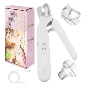 2-in-1 Dog Nail Clipper Grinder with LED Light, USB Rechargeable, Ultra-Quiet Pet Nail Trimmer for Small Medium Large Dogs & Cats with Safety Guard