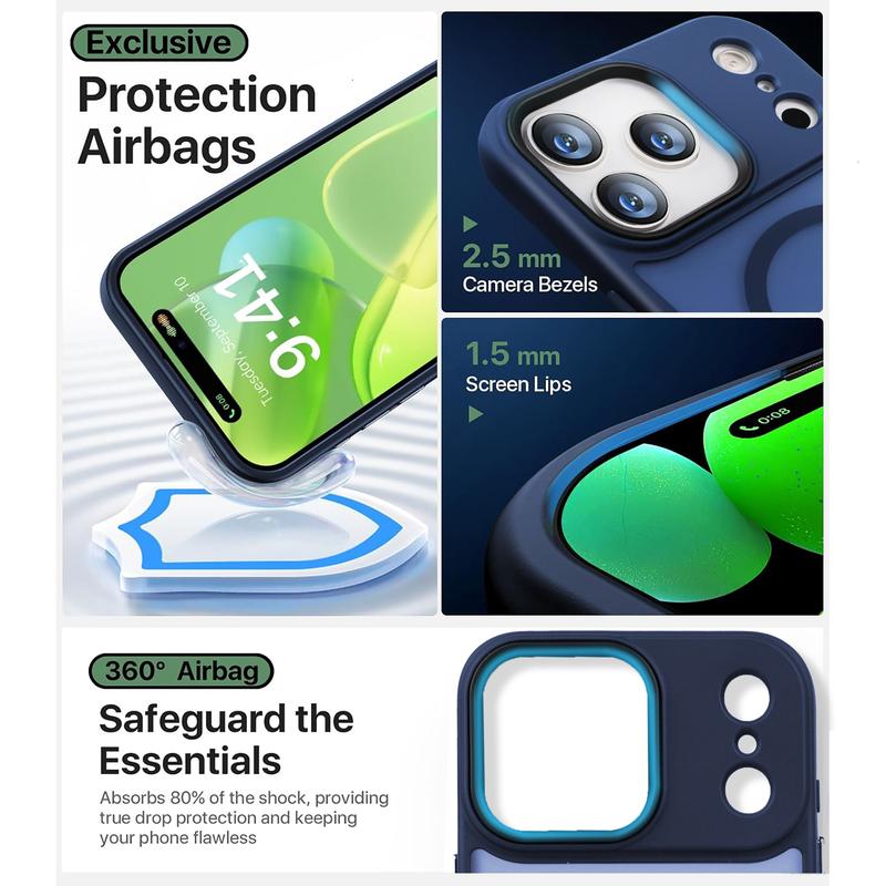 Shockproof Case for iPhone 17 Air 16 16e 15 14 13 Plus 12 11 Pro Max Compatible with MagSafe, Translucent Matte Back Slim Phone Cover