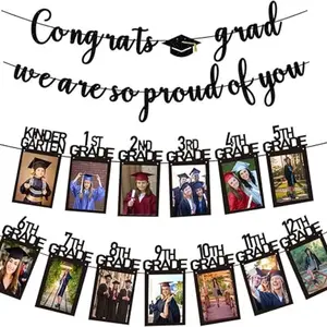 Graduation Decorations 2026 Party Supplies, Congrats Grad Banner, We Are so Proud of You, K-12th Grade Photo Banner, Class of 2026