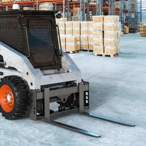 OEDRO 45" Pallet Forks Frame Attachment with 48" Pallet Forks Forklift Blades 4000 LBS Capacity 2 Inch Receiver Hitch & Spear Sleeves for Kubota Bobcat Skid Steer Loaders Tractors Easy Installation