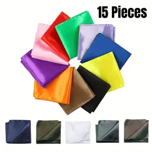 15 pieces of women's satin square scarves, mixed solid color headscarves, multiple color options, suitable for beach, casual wear, birthday gifts, and party use