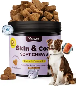 Omega 3 for Dogs - 100 Fish Oil Treats for Dog Shedding, Skin Allergy Chews, Itch Relief, Hot Spots Treatment - Joint Health - Skin and Coat Supplement - EPA & DHA Fatty Acids - Salmon Oil