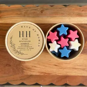 H|H Star Spangled Sorbet Hand Poured Wax Melts Scoops 4.0 oz | 113 G - Colorful flamingo and pineapple Shaped Coconut Wax Scoop Cups for Cozy Fragrance