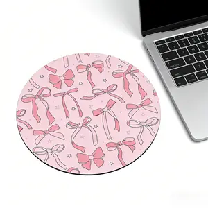 Fashion Butterfly Knot Round Mouse Pad, Non-Slip Rubber Base, Small Desktop Mat for PC/laptop, Gaming/mouse Pad, Gift for Women - 7.87 Inches