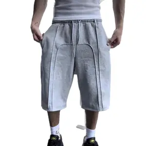 European and American Style Elastic Drawstring Sweatpants Shorts Street Fashion Hip Hop Loose Straight Casual Shorts Men's Pants