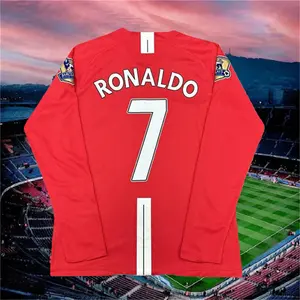 2007 2008 Home Retro Red CR7 Ronaldo Long Sleeve Soccer Jersey