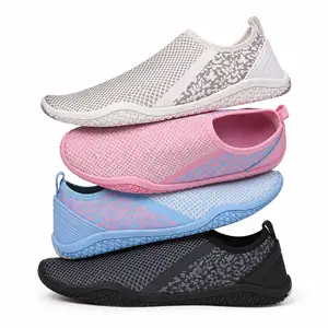 Slip-On Walking Shoes for Seniors, Lightweight Cushioned Barefoot Style Sneakers with Wide Toe Box, Breathable Mesh Non-Slip Footwear for Elderly Men & Women, Foot Pressure & Plantar Fasciitis Relief