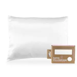 SATIN Pillowcase - White Standard/Queen with Eco-Friendly Packaging for a Smooth and Healthy Sleep Experience