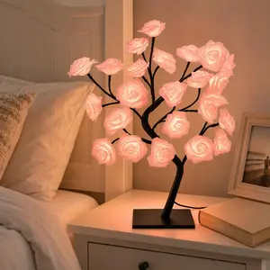 Creative USB Led Rose Tree Lamp Warm Decorative Light for Bedroom Lounge Cafe and Bar Unique Night Light for Romantic Atmosphere and Home Decor