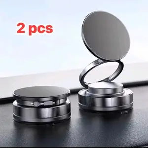 2 pcs Magnetic Phone Holder for Car & Home, Foldable 360° Adjustable Cell Phone Stand with Strong Magnet & Vacuum Adsorption - Portable Phone Mount for Desk, Bathroom, Kitchen (Fit All Phones)