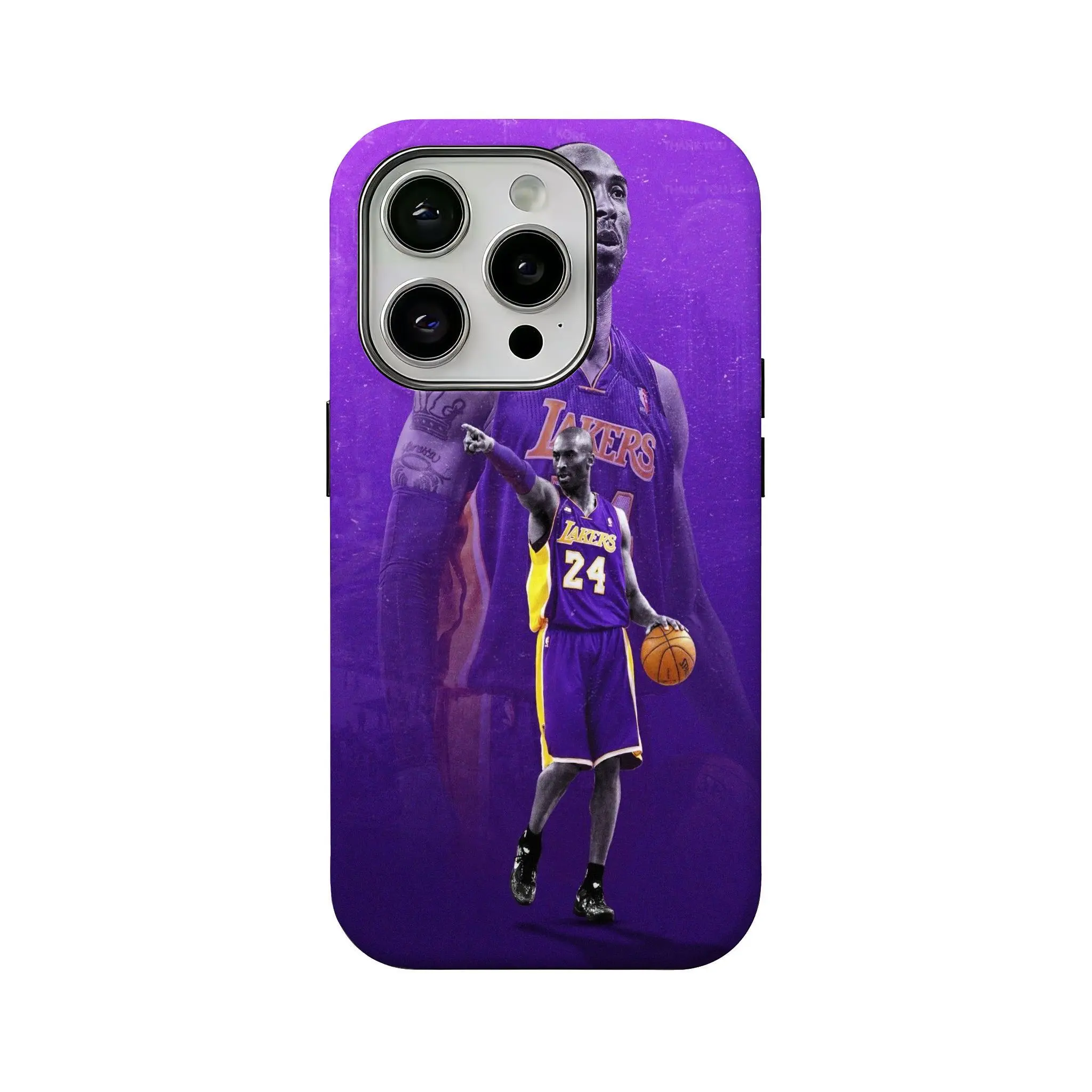 Kobe Bryant-themed phone case, compatible with iPhone 12, 13, 14, 15, 16, and 17. Shock-proof and a personalized fan phone case.