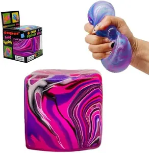 Ultimate Stress Relief Squishy Fidget Cube, Tie Dye Slow Rebound Squeeze Toy To Ease Anxiety & Relax Mood For Daily Pressure Relief