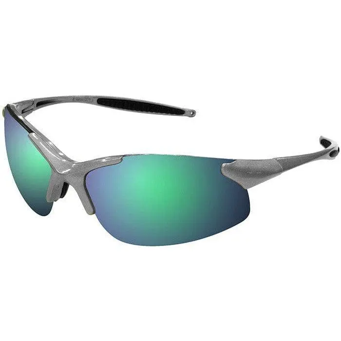 Radians Rad-Infinity Safety Glasses with Silver Frame and Green Mirror Lens