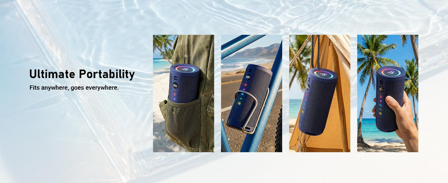 [Back to Shcool] BassBloom Roar 3 Portable Bluetooth Speaker,20W Handy Powerful Audio Sound with Bass,IPX6 Waterproof,24H Playtime, Bluetooth 5.4,RGB Lights, Clarity and Bass Speakers, Wireless Smartphone TWS Pairing, Compact Outdoor for Camping, Beach