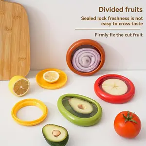 4 PCS Silicone Fruit and Vegetable Containers for Fridge, Reusable Fruit Storage Box, Silicone Food Storage Containers Set - (Green, Red, Yellow, Brown), Airtight Storage Box with Lid