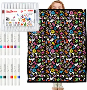 DIY Coloring Unzip the blanket Blanket Kit for Kids &Adults - Art Project Throw - CreativeActivity with Markers - Unique Birthday,Holiday, or Special Occasion Gift - Customizable Cozy Home Decor CraftSet Color-Fillable Flannel