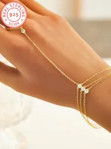 925 Silver Color Trendy Tassel Exquisite Bracelet with Artificial Zircon, Unique Gift for Friends and Family, Stylish Minimalist Jewelry