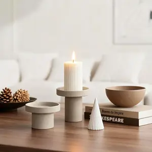 Wabi-Sabi Style Ceramic Candle Holder, Natural Clay Glaze, 1200°C Fired, Anti-Drip Design for Furniture Protection, Retro Home Decor, Tall & Short Options, Light-Decorative Ornaments for Summervibes