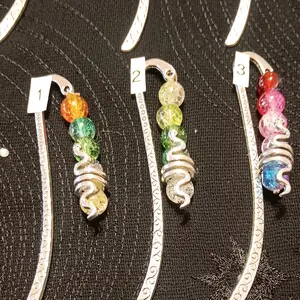 Unique Beaded and Metal Coiled Snake Charm Bookmark on an Elegant Silver Hook