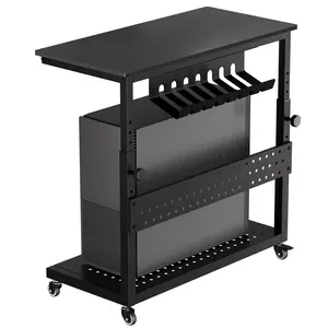 Computer Tower Stand, 11-Level Height Adjustable (22.8"-34.1") PC Stand with 360° Lockable Wheels, Line Storage Rack , Mobile Rolling CPU Holder Cart for Home Office Gaming