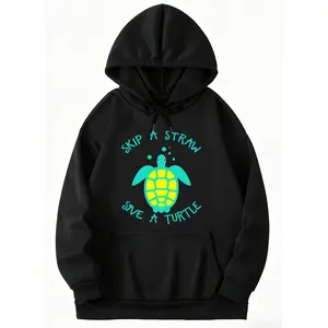 Eco-Friendly 'Skip the Straw' Hoodie – Unisex Long Sleeve Top Supporting Ocean Conservation