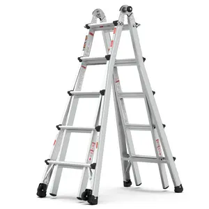ARCH Aluminum Multi-Position Ladder with Wheels, 300 lbs Weight Rating, 22 FT   WL RR