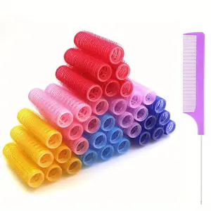 36pcs Self Grip Small Hair Curlers Heatless Roller Curlers Pro Salon Hairdressing Curler DIY Curly Hairstyle Hair Rollers Tools For Women Men With Rat Tail Comb Haircare Curlrollers