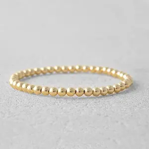Gold Filled 5mm Round Beads Beaded Bracelet Layering Minimalist Women Bracelet, Dainty Delicate Bracelet for Women, Birthday Christmas gift