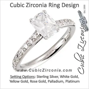 Cubic Zirconia Engagement Ring- The Barbie (Antique Cushion Cut Design with Peekaboos)