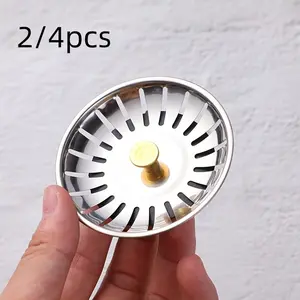 2/4pcs Kitchen Sink Drain Cover, Stainless Steel Filter Plug, Anti-Backflow, Dishwasher Basin Accessory, Bathroom Tool