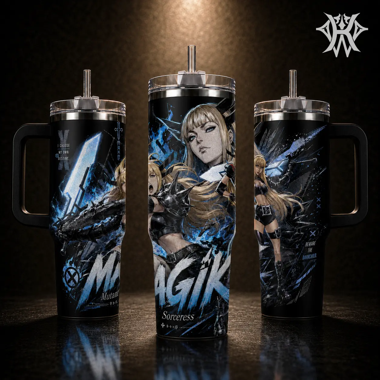 Magik Illyana Rasputin Tumbler 40oz with Handle 20oz Skinny Insulated Stainless Steel Water Bottle New Mutants Fan Gift Aesthetic Travel Mug Darkchild Sorceress Merch Viral Cup